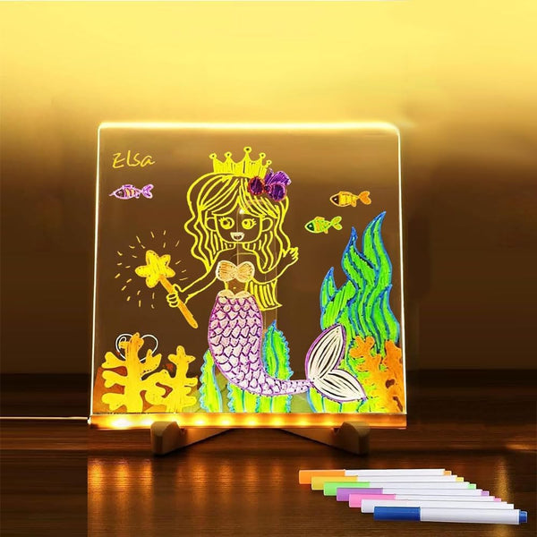 LED Note Board with Colors, Acrylic Message Marker Board, Illuminating Dry Erase Board with Sturdy Stand