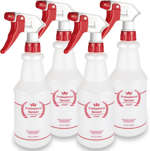 Plastic Spray Bottle (4 Pack, 24 Oz) Heavy Duty Leak Proof Mist Empty Water Bottle for Cleaning Solution