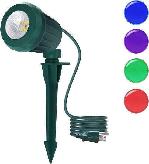 Spotlight Outdoor 120V Plug-In, 6500K Cool White LED Landscape Lighting with RGB