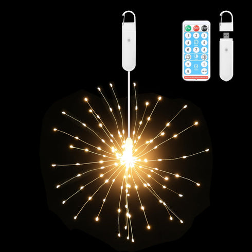 Firework Lights, 120 Firework LED Lights,Rechargeable Fireworks Lights Outdoor, 8 Modes,Hanging Twinkle