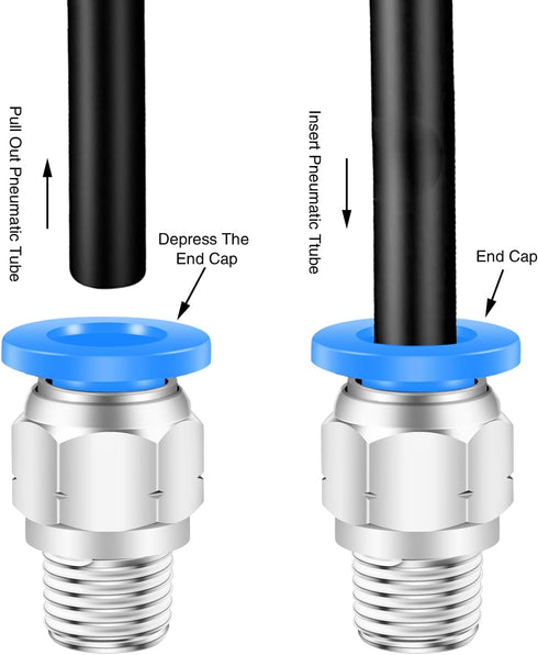 8mm Push to Connect Fittings, CEKER 8mm x 1/4" NPT Male Thread Air Lines Quick Connect Fittings
