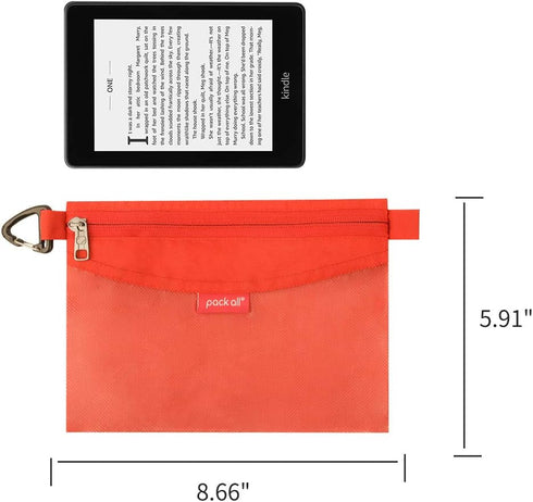 Water-resistant Material Zipper Pouch, Mesh Zipper Bags for Storage, Travel, Office (Orange, Small)