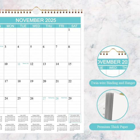 Calendar 2025-2027 - Wall Calendar from Nov 2025 to Jun 2027, 20 Monthly Calendar for Home or Office, 8.5 x 11 In