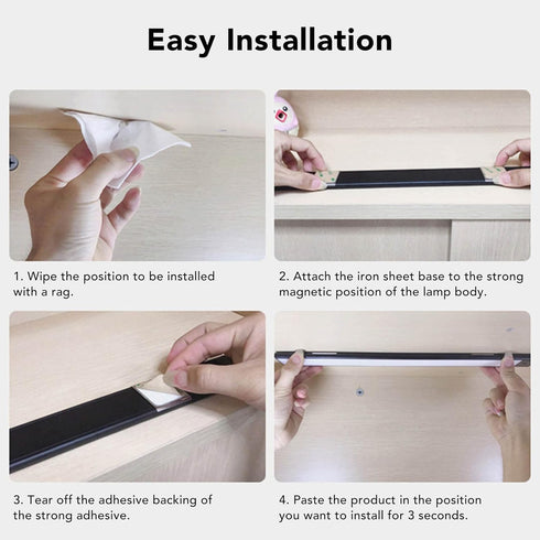70 120 Sanpyl Motion Sensor Light Bar, LED, Induction, Black, Modern, Under-Cabinet Light for Kitchen, Living Room