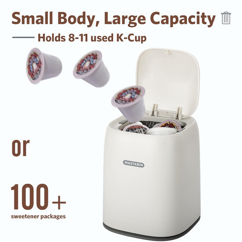 Mini Countertop Trash Can with Press Type Lid, 1.5 L / 0.40 Gal Wastebasket Dispenser, 3 Rolls of Trash Bags (White)