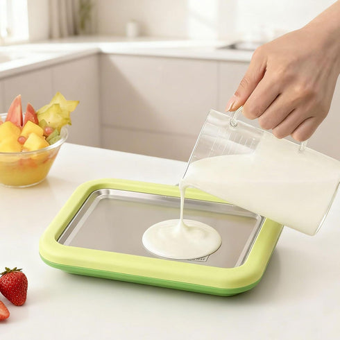 Generic Frozen Sorbet,White,8.85''x6.88'' Ice Cream Roll Maker Rolled Ice Cream Machine, Sweet Spot Pan, Instant Cold