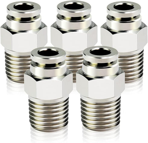 TAILONZ PNEUMATIC 304 Stainless Steel Male Straight 4MM Tube OD x 1/8 Inch NPT Push to Connect Fittings (Pack of 2)