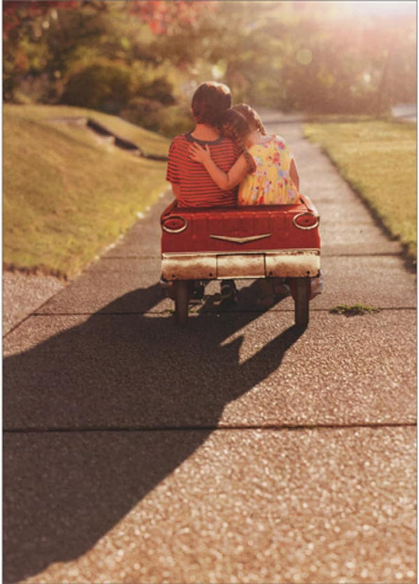 Avanti Press Boy and Girl Riding In Toy Car on Sidewalk Romantic Valentine's Day