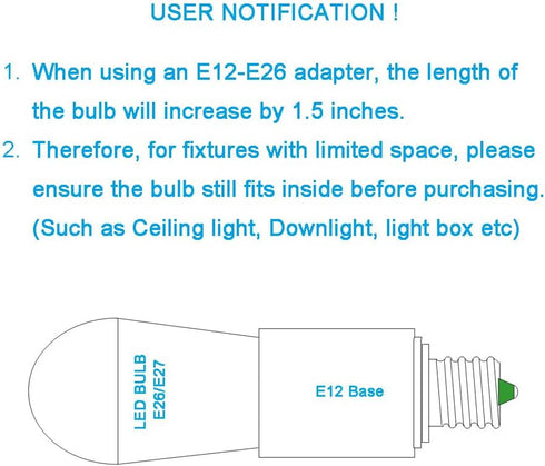 E12 E26 Bulb E12 E26 E12 E26 E12 2PACK to Light Base Adapter, Light Socket to Regular Medium Screw Base, Candelabra