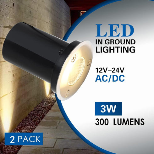 EAGLOD 3W LED Well Light, Low Voltage Landscape Lights,12V-24V Outdoor In Ground Lights, IP67 Waterproof Landscape Lighting with Honeycomb Version 3000K for Garden,Pathway (2 PACK) by EAGLOD