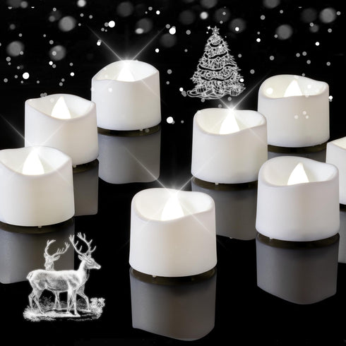 Homemory 24-Pack Pure White Flameless LED Tea Lights Candles, 200+ Hour Battery Operated Fake Electric Votive for Home