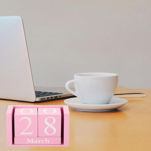 YOKIVE Wooden Block Perpetual Calendar for Desk, Wood Month Date Display Block, Great for Daily Desktop Shop Bar Desk