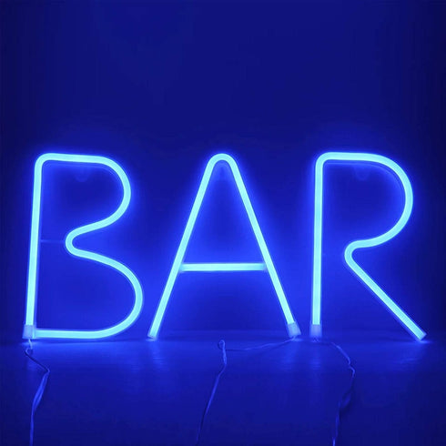 ENUOLI LED Blue Neon Letter Signs Night Light Battery or USB Operated LED Marquee Letters Neon Art Decorative Lights