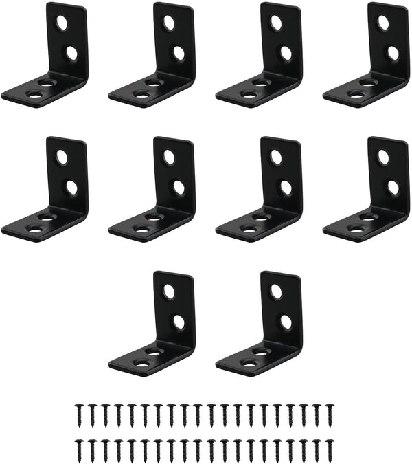 JCBIZ 10PCS 90 Degree L Shape Furniture Connector Corner Code Shelf Bracket Stainless