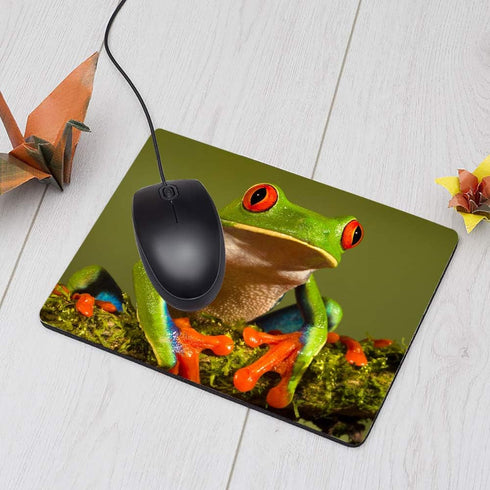 Frog Gaming Mousepad Cute Tree Frog Green Wild Animal Mouse Pad for Computer Desk Office