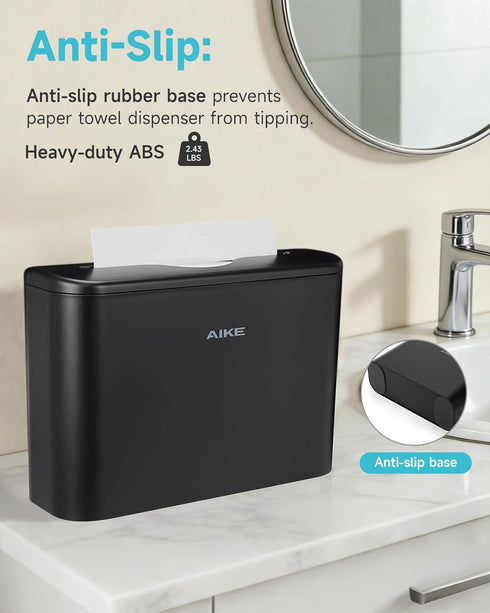 Countertop,200 Commercial,Black 9.8" 3.8" AIKE Paper Towel Dispenser Sheets Capacity,Fit Multifold Paper Towel,for Home