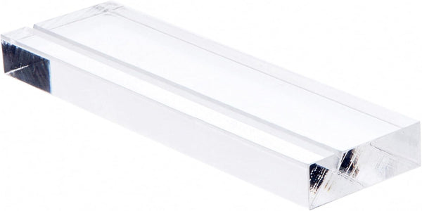 Plymor Clear Acrylic Block with Sign Display Holder Slot, 5" W x 1.5" D x 0.5" H