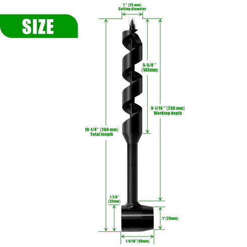 1" x 10" Long Scotch Eye Hand Wood Auger Drill Bit,1 Inch Hand Auger Wrench Manual Hole Maker for Bushcraft Settlers Gear Backpack & Camping Survival Tool