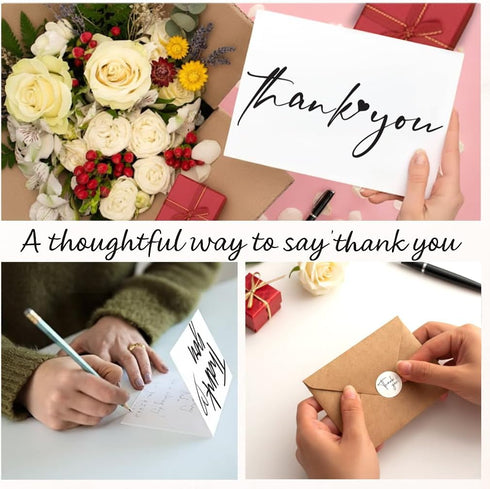 Kerpa 60 Pack 4x6 Inch Thank You Cards Bulk with Kraft Envelopes and Stickers Elegant Minimalist Designs, Perfect