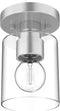 DYMOND Industrial Semi-Flush Mount Ceiling Light, Cylinder Glass Shade Light Fixture with