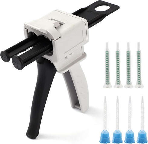 AB Glue Gun Dispensing Gun 50ml, Two-Component Epoxy Glue Gun 2:1/1:1 with 8 Mixing Nozzles, Suitable for Double