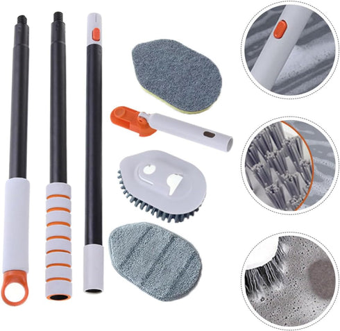 Versatile Floor and Grout Cleaning Brush with Extendable Handle and Replaceable Pads