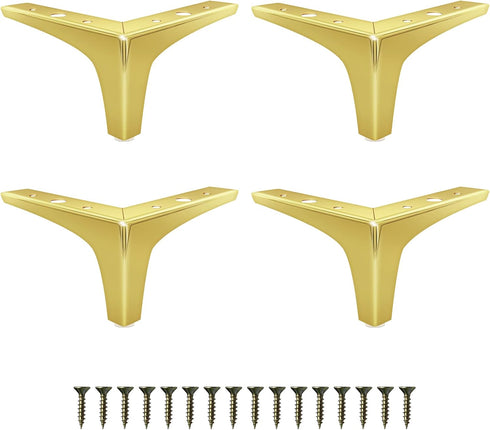 GOSCHE Gold Furniture Legs 4 Inches, Metal Sofa Legs Set of 4,