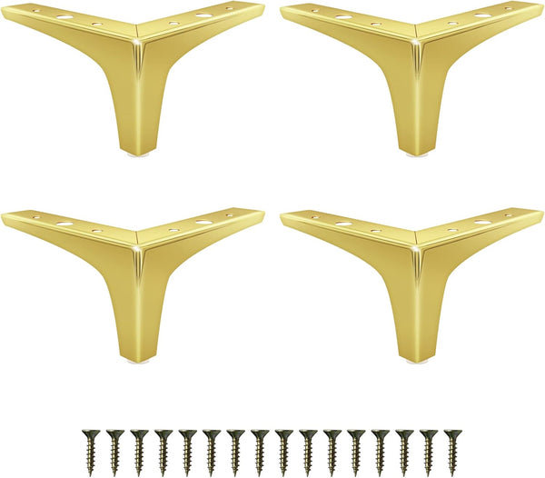 GOSCHE Gold Furniture Legs 4 Inches, Metal Sofa Legs Set of 4,