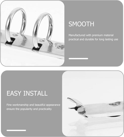 Ipetboom 4pcs A6 6 Ring Binder Cover, Metal A6 Notebook 6-Ring Mechanism Replacement Kit for Refillable Notebook