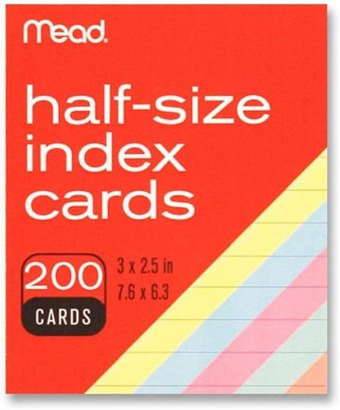Mead Colored Index Cards, 3 X 2.5 Inches (63039)