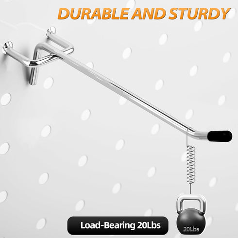 Pegboard Hook 50 Pcs, Durable L Shape Galvanized Metal Accessories for 1/4 and 1/8 Pegboard Organizer Kit