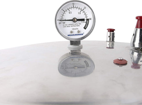 MEASUREMAN 2" Dial Stainless Steel Pressure Cooker Gauge, Pressure Canner Gauge, Lower Mount, Includes Hexagon Gasket