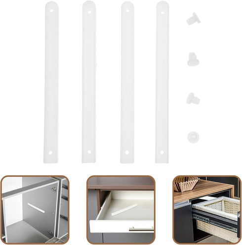 4pcs Set, Lurrose Furniture Drawer Slides and Plastic Guide Accessories Side Mount Drawer Tracks for Cabinet, Dresser