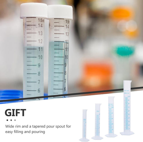 Liquid Measuring Cup Graduated Cylinders Set, Plastic Graduated Cylinder Lab Test Tube, PP Material 10ml / 25ml / 50ml