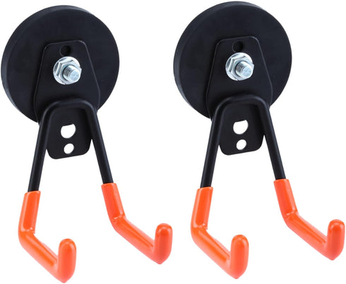 Extra Strong Magnetic Hooks for Heavy Duty Hanging - 2.6in Large Industrial Magnet Hooks with Anti-Slip Coating