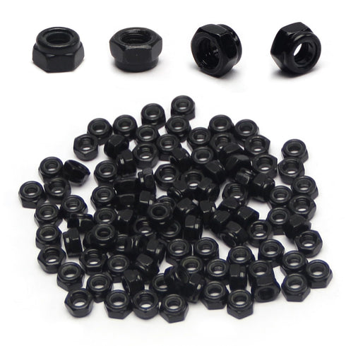 Mriuuod M5 Locknuts 100PCS Metric Nylon Inserted Hex Lock Nuts M5x0.8mm Self-Lock Nylon