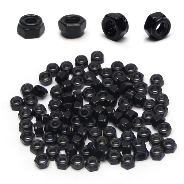 Mriuuod M5 Locknuts 100PCS Metric Nylon Inserted Hex Lock Nuts M5x0.8mm Self-Lock Nylon