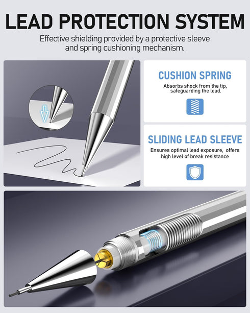 Four Candies 0.5mm Mechanical Pencil Set with Case, 4PCS Metal Pencils and Lead Refills