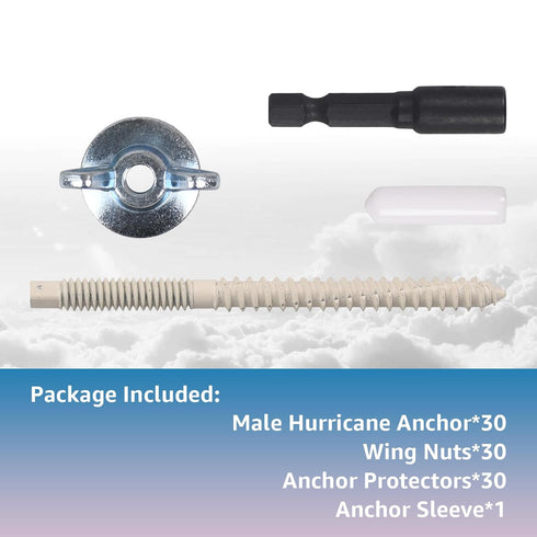 Lakapre 30 Sets 1/4"-20 2-1/4" x Hurricane Anchor Kit for Fixing Shutter Panels Storm Panels Sliding Glass Doors