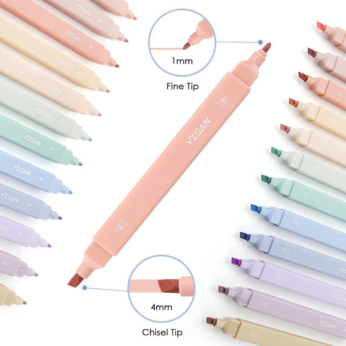 YISAN Aesthetic Pastel Highlighter Pens, 12 Colors Double Tip Bible Highlighters and Pens No Bleed 70924