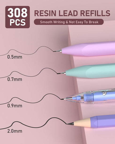 Nicpro 47PCS Aesthetic School Supplies in Big Capacity Pen Case, Cute Pastel Mechanical Pencils 0.5, 0.7, 0.9 & 2mm Lead