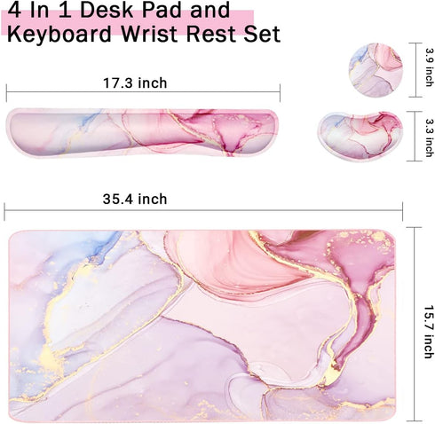 Keyboard Mouse Pad Set, Extended Mouse Pad + Keyboard Wrist Rest Support, 3Pcs for Home Office