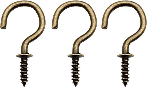 60 Pack 1 Inch Bronze Screw Hooks, Indoor Outdoor Screw Cup Hook for Mug, Plants, Lights