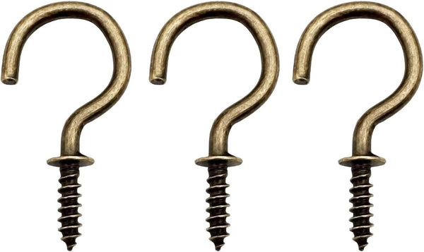 60 Pack 1 Inch Bronze Screw Hooks, Indoor Outdoor Screw Cup Hook for Mug, Plants, Lights