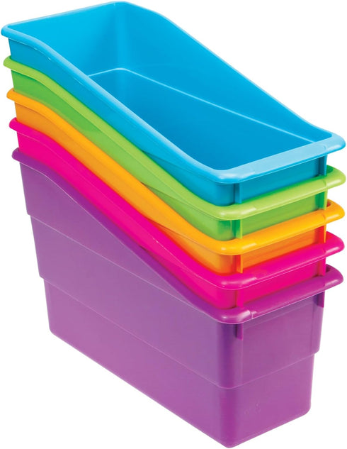 Really Good Stuff Durable Book and Binder Holder - 5 Pack, Bright Neon Colors for Classroom Organization and Storage