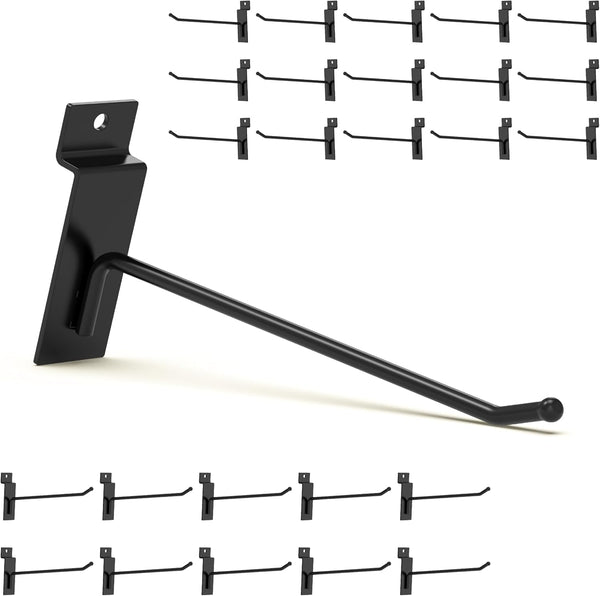 Black Slatwall Hooks 6 Inch, 25PC Heavy Duty Slatwall Accessories, Tool Hanger