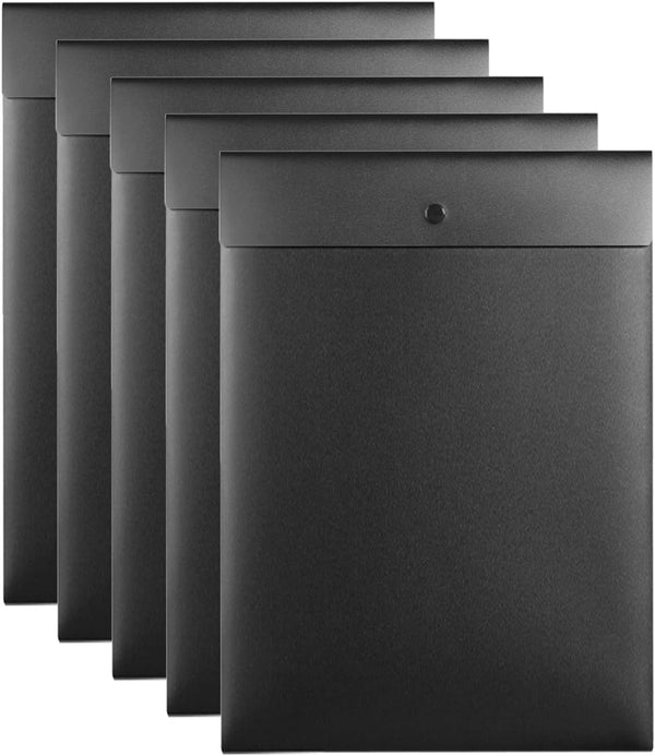 VANRA Vertical File Folders, Poly Filing Envelope with Snap Button Closure for A4 Letter Size Paper, Pack of 5
