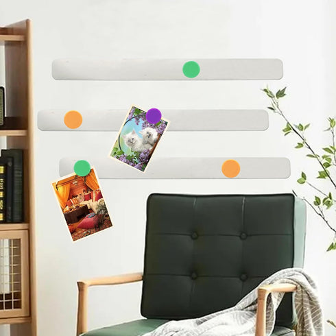 ZDZBLX Magnetic Board Strips, Frameless Stainless Iron Bulletin Board Bar Strip with 10pcs Colorful Magnets for Home