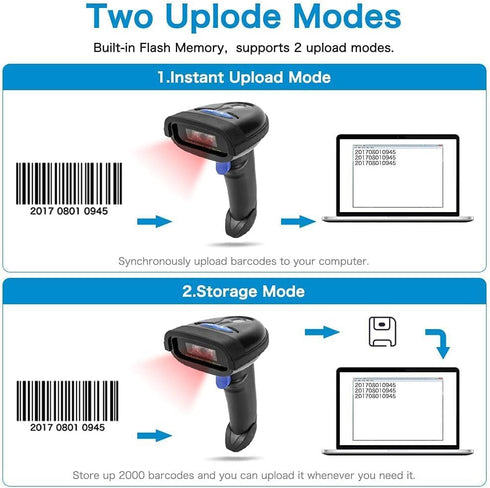 NETUM NT-1228BC Bluetooth Barcode Scanner, Wired & Wireless Connection, Compatible with Smart Phone, Tablet, PC, CCD