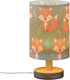 Bseiialft Fox Leaves Green Bedside Table Lamp Nightstand Lamp with Wood Base Night Light Linen Fabric Shade for Bedroom